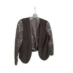 Black Sequined Sleeve Blazer Jacket Womens Size L